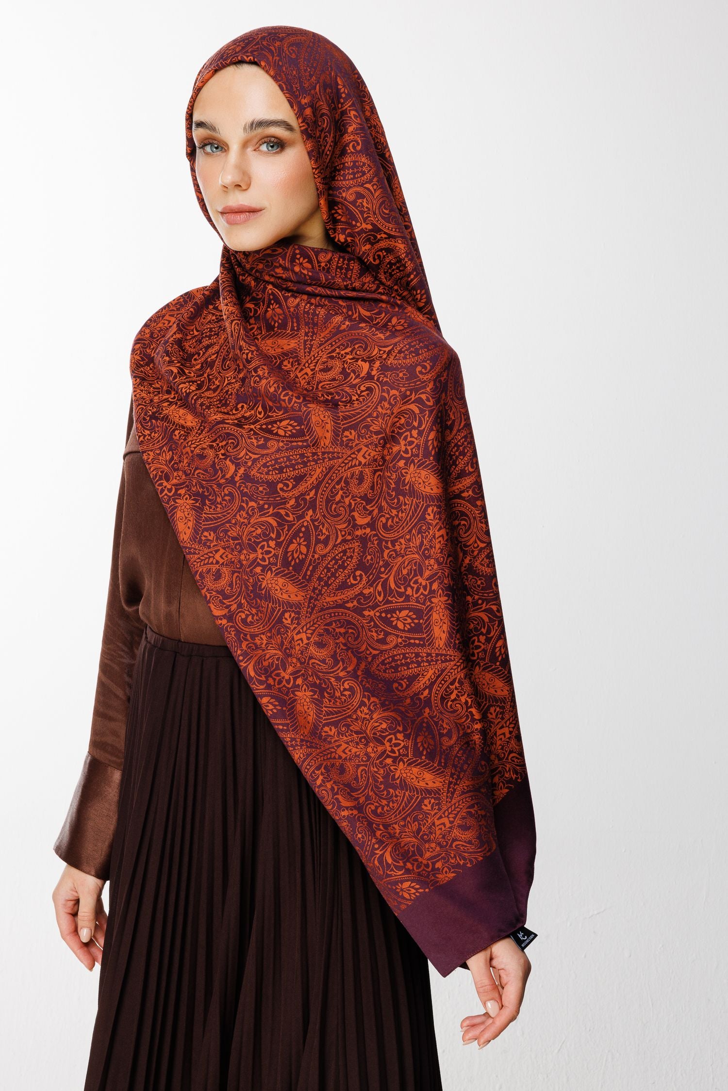 Purple-Orange Velora Pattern Double-Sided Shawl