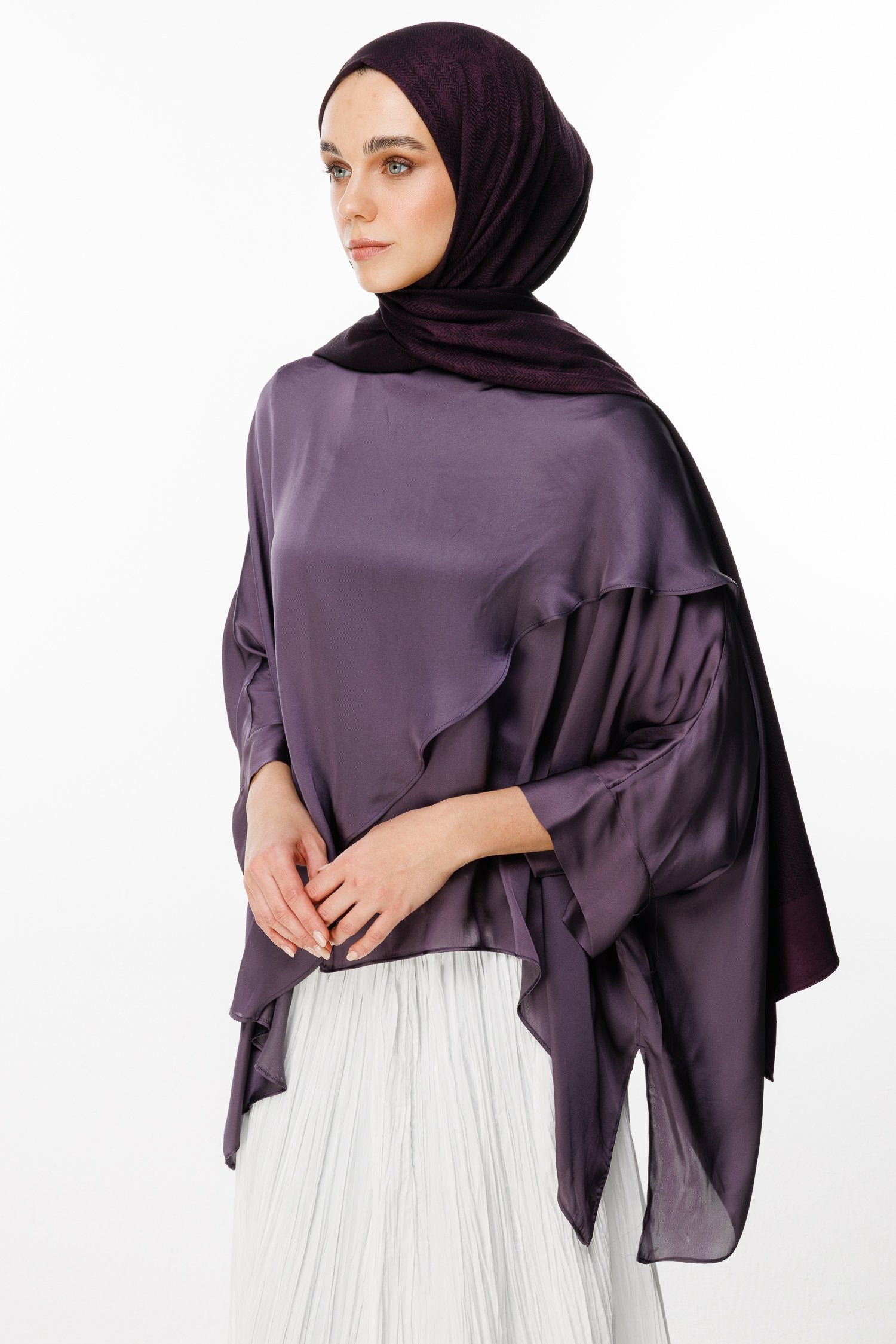 Purple-Black Sahra Pattern Double-Sided Shawl