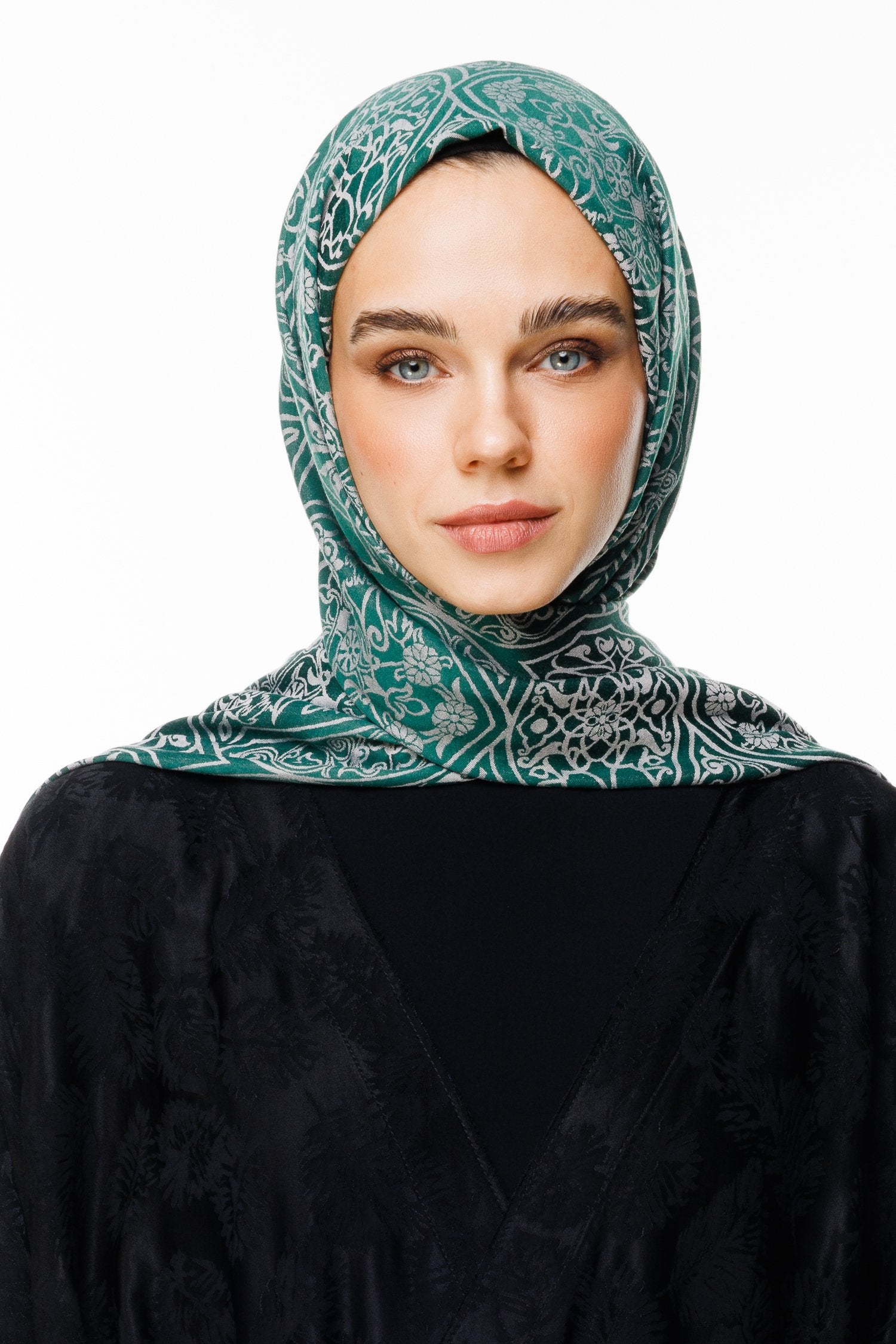 Emerald-Pink Morocco Pattern Double-Sided Shawl