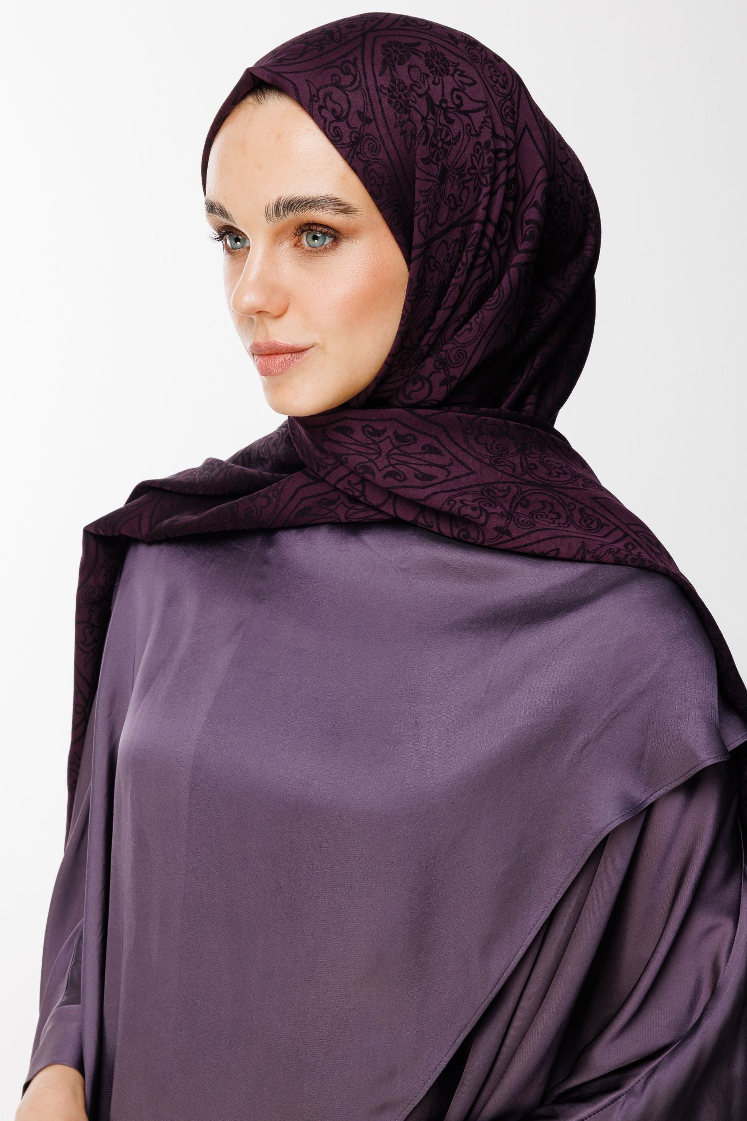 Purple-Black Morocco Pattern Double-Sided Shawl