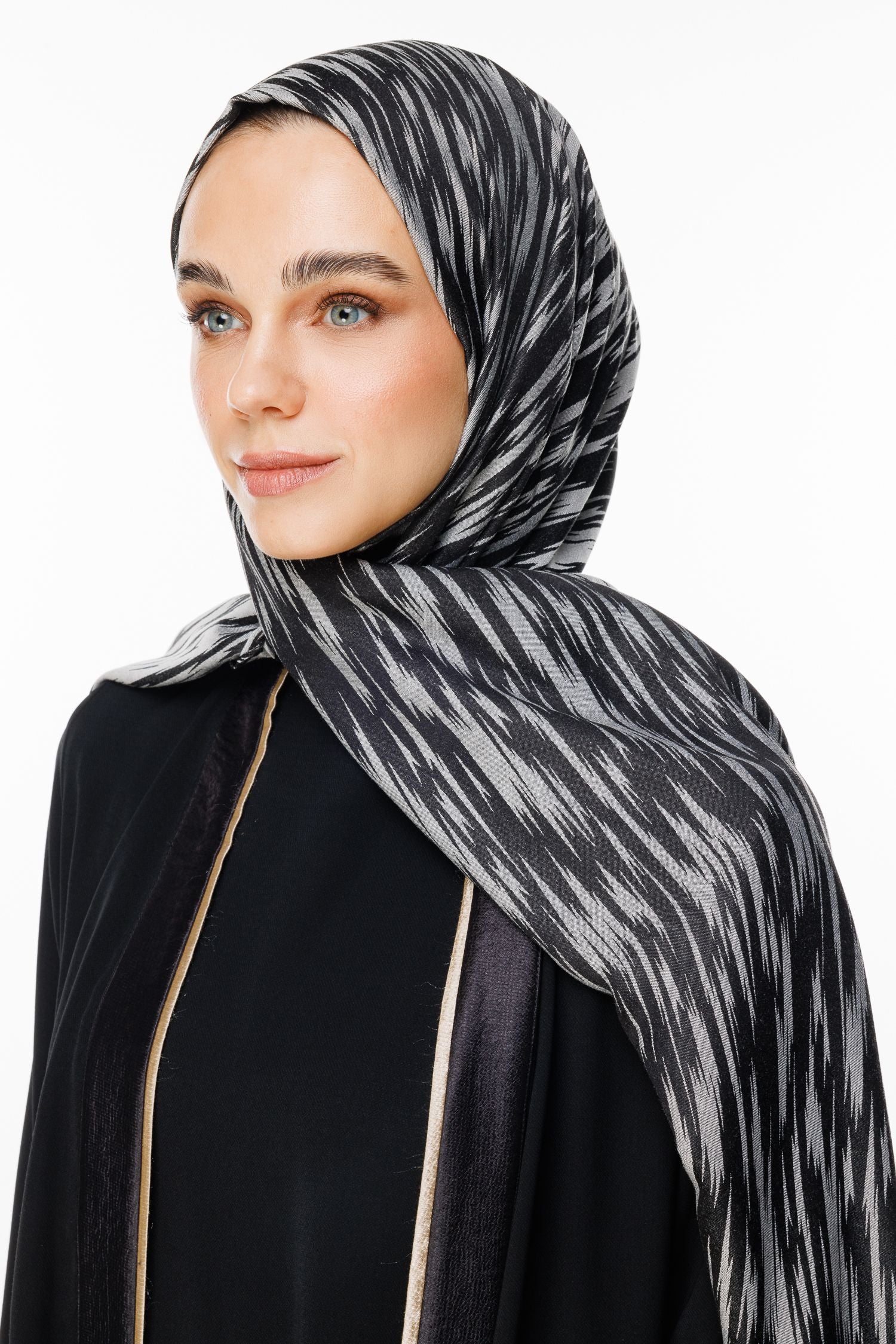 Black-Black Selis Pattern Double-Sided Shawl