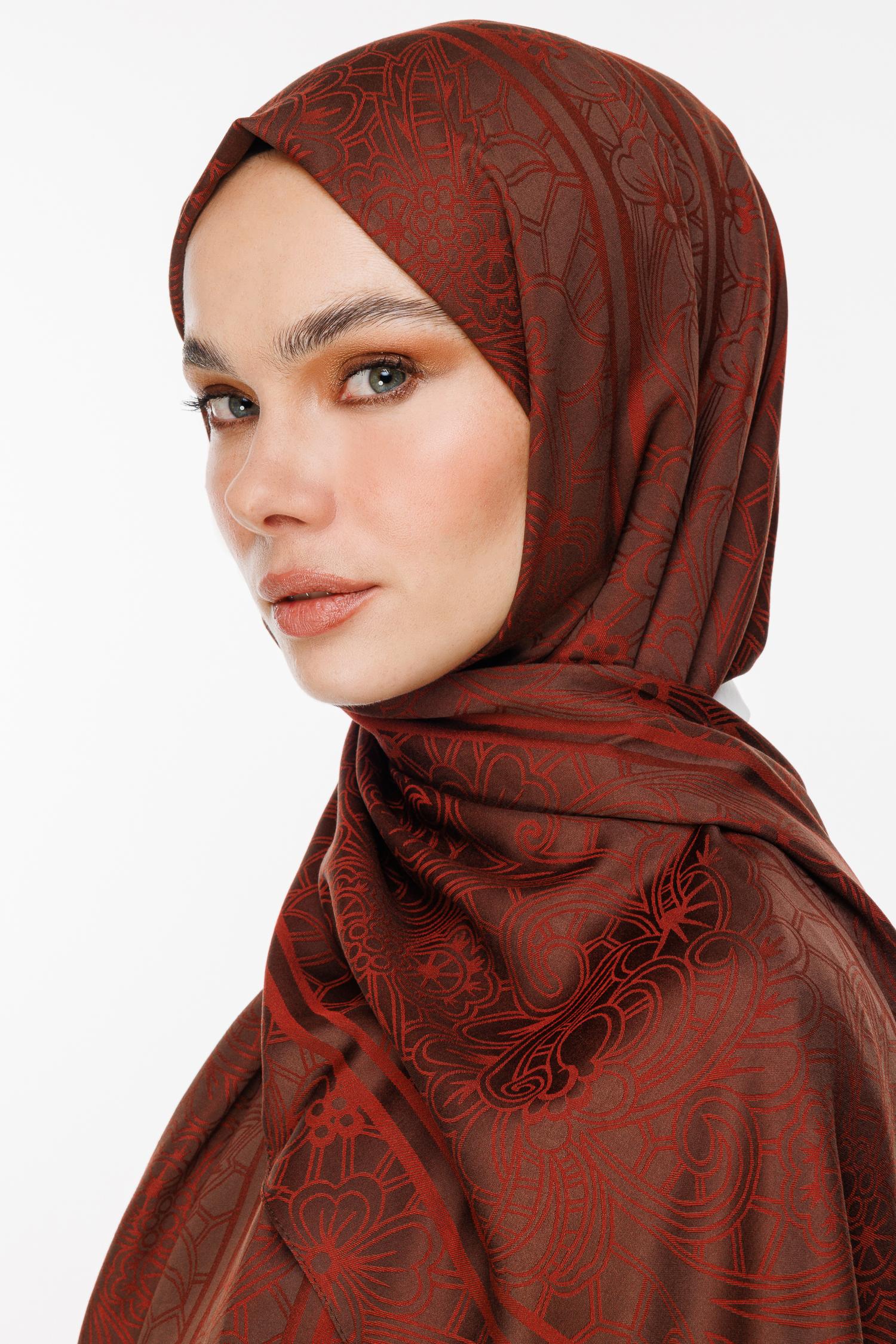 Bitter Brown-Coffee Lavin Pattern Double-Sided Shawl