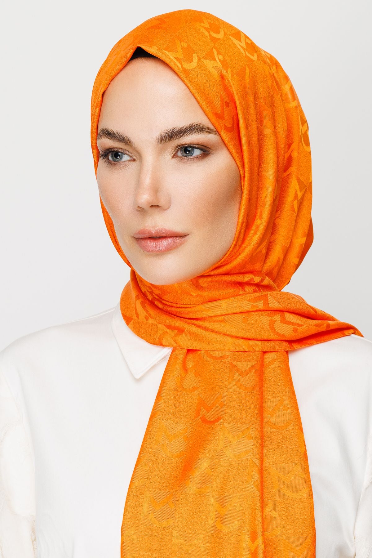 Orange MC Pattern Jacquard Shawl