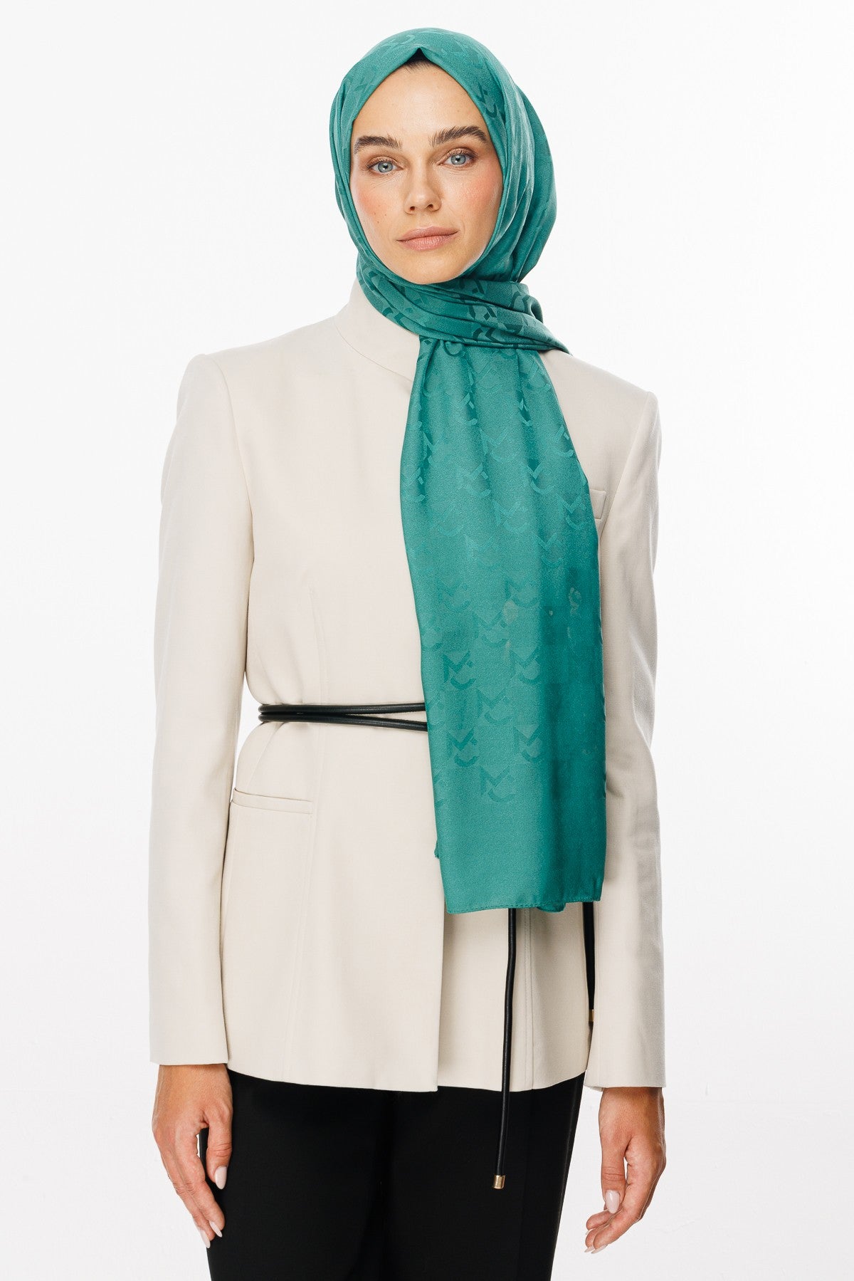 Mint Green MC Pattern Jacquard Shawl