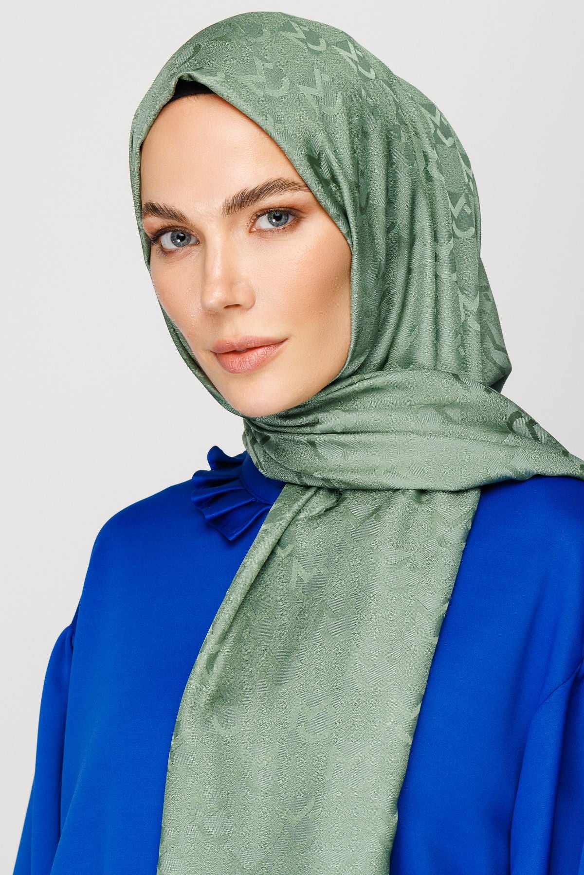 Mold Green MC Pattern Jacquard Shawl