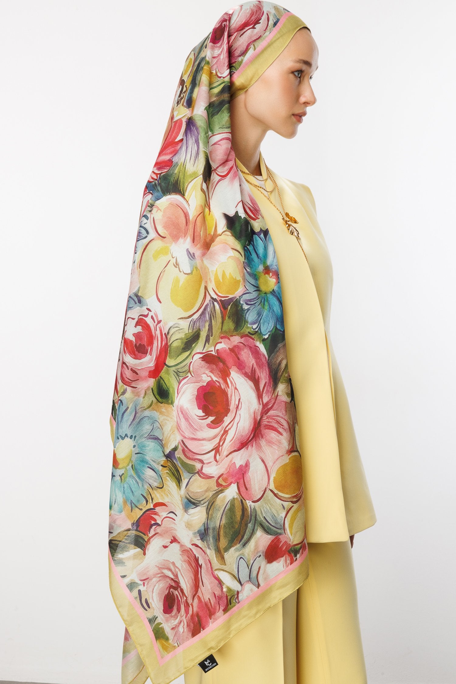 Apricot Rossel Pattern Cotton Shawl