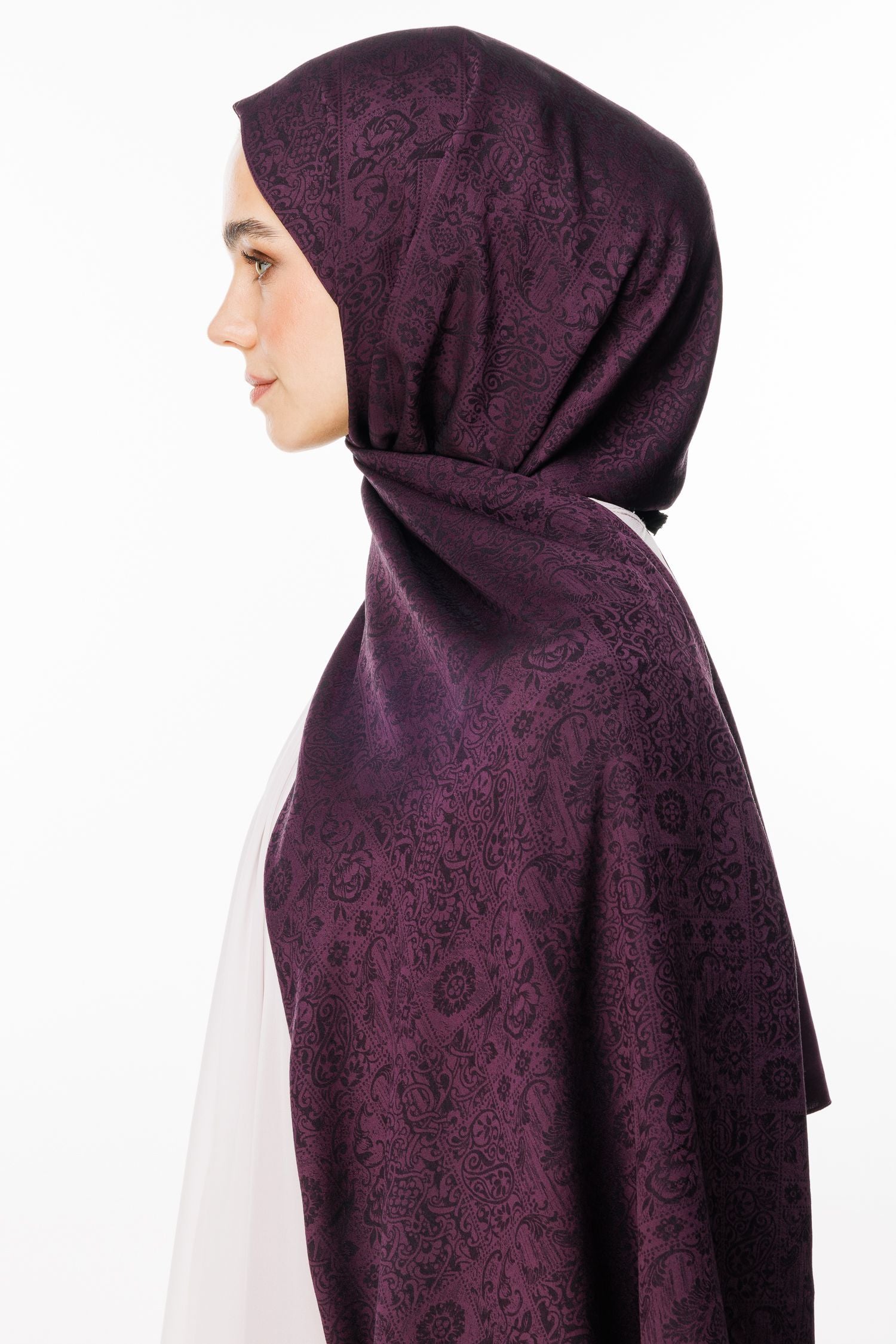 Purple-Black Henna Pattern Double-Sided Shawl