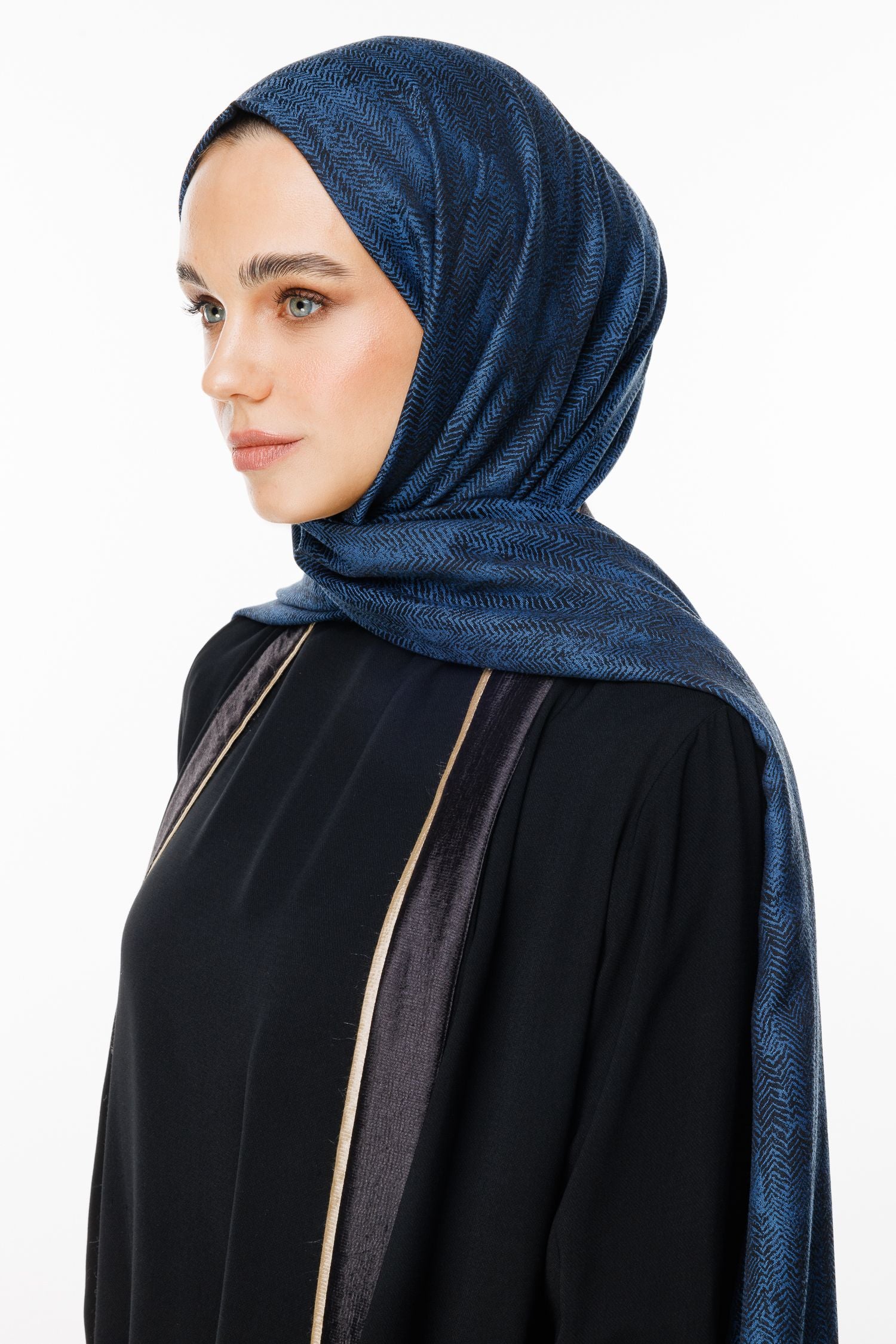 Black-Indigo Sahra Pattern Double-Sided Shawl