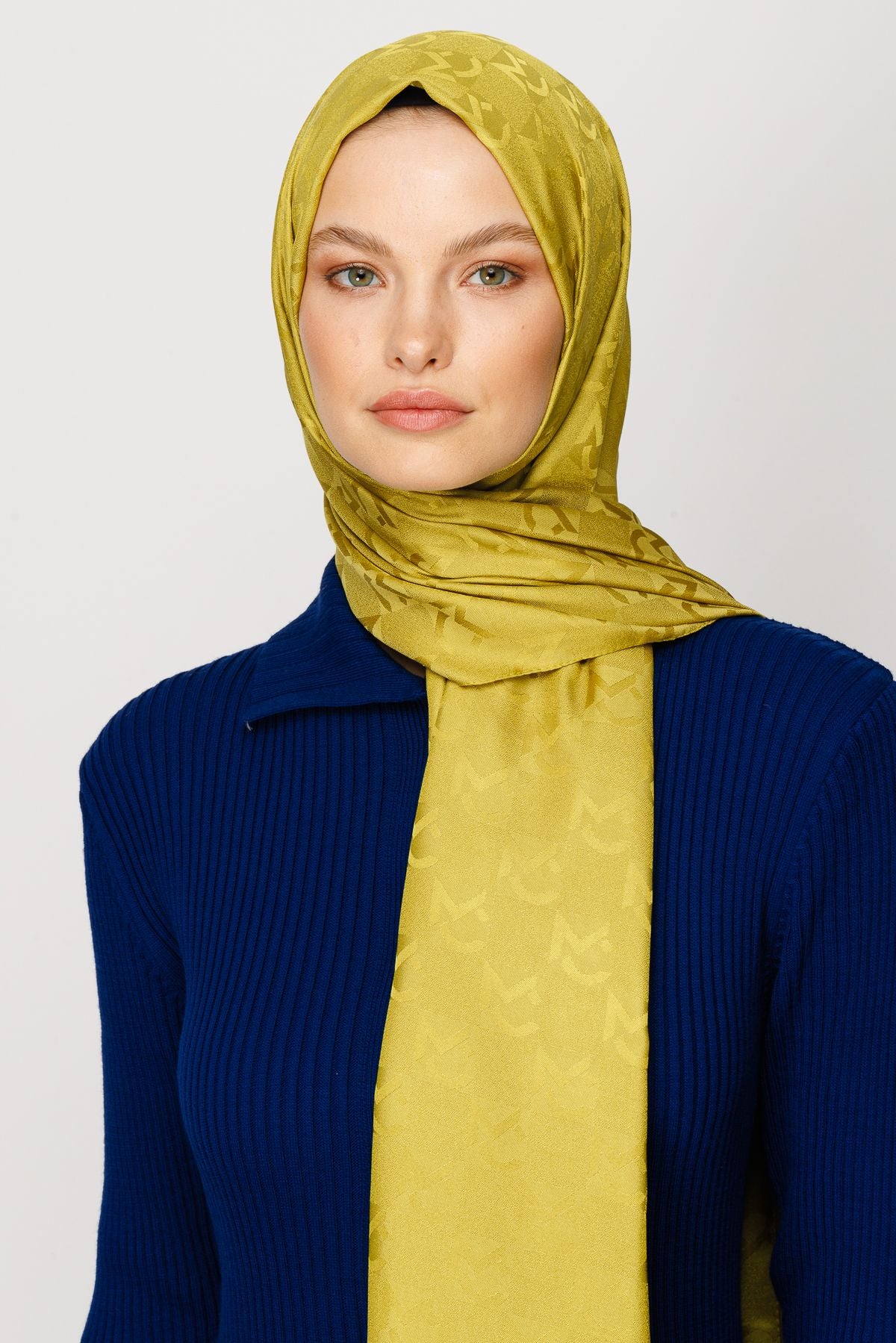 Olive Green MC Pattern Jacquard Shawl