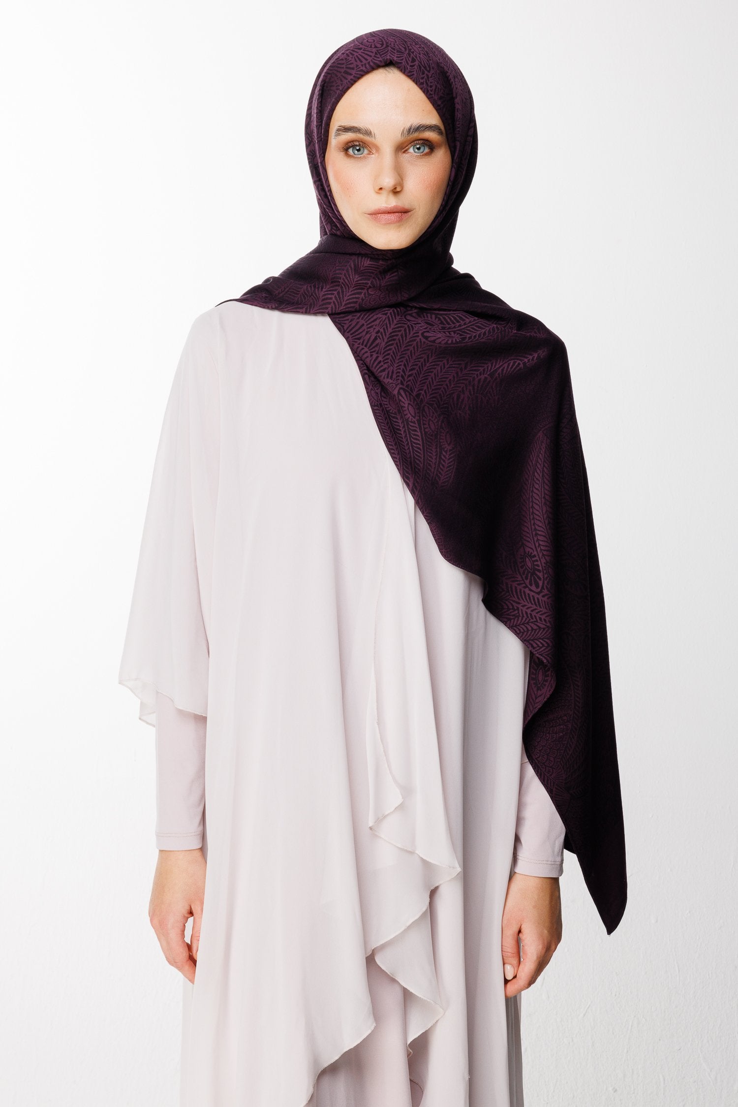 Purple-Black Mayra Pattern Double-Sided Shawl