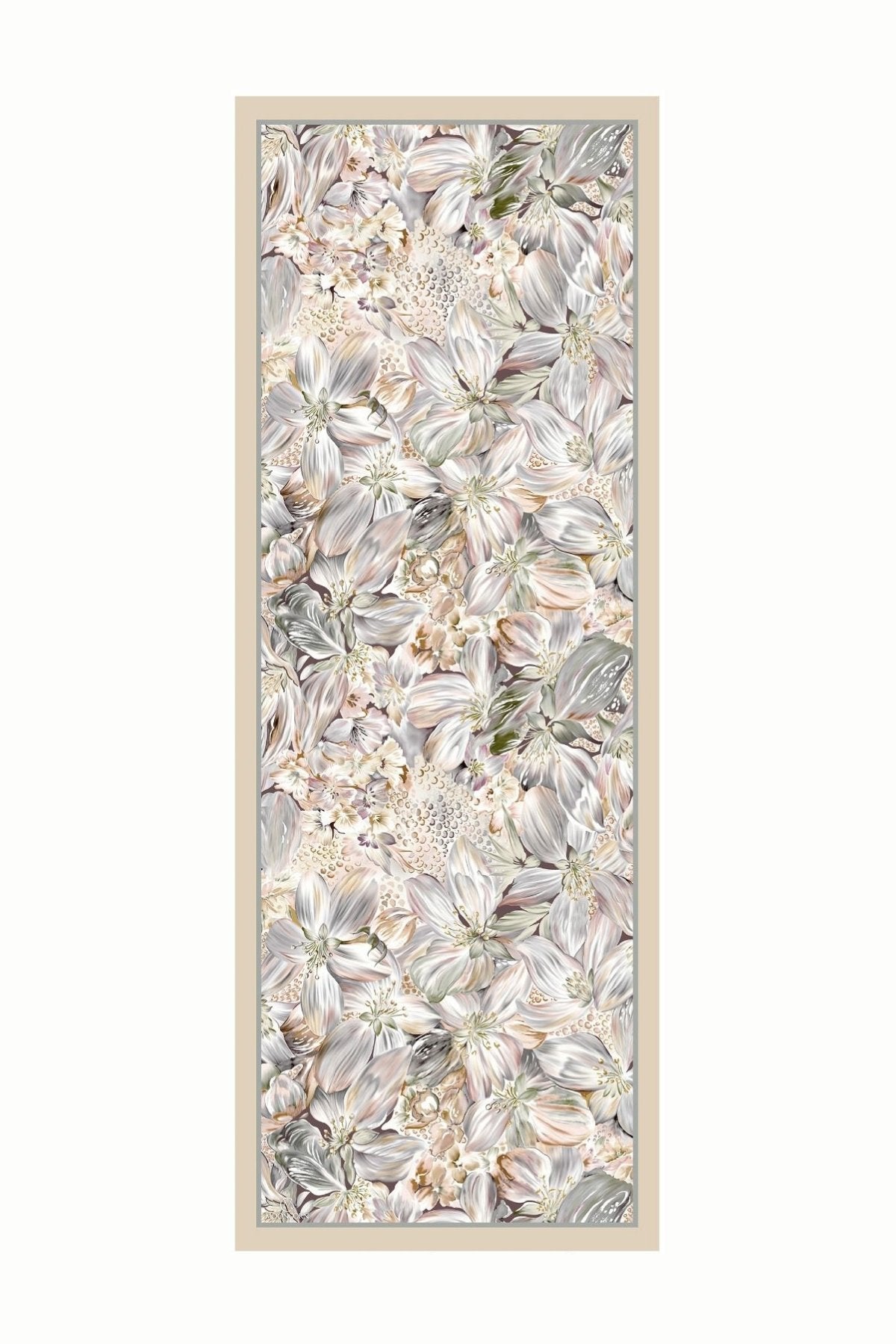 Beige Larin Pattern Cotton Shawl